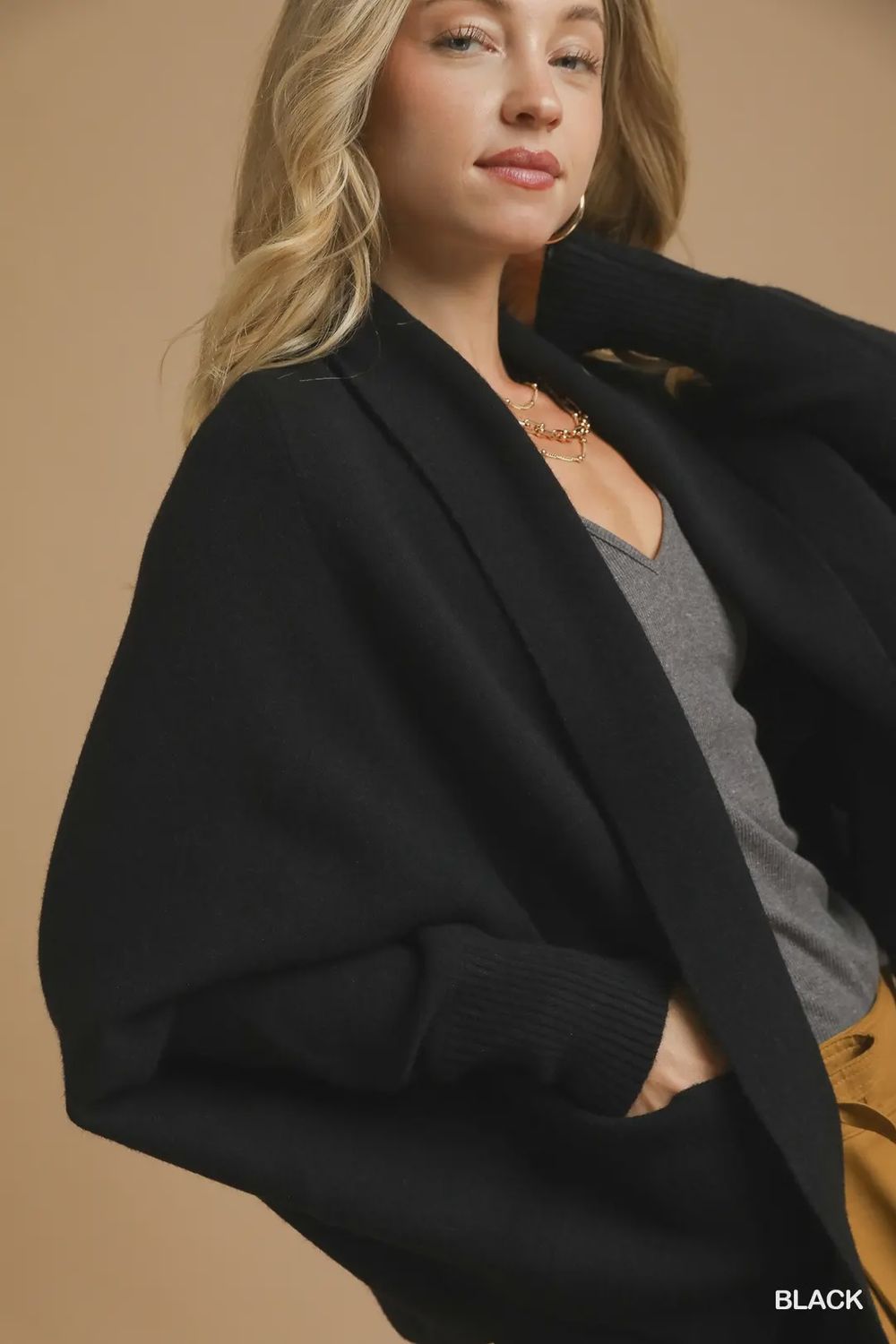 Open Front Sweater Cardigan Set