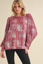 Fuschia and Silver bell Sleeve top