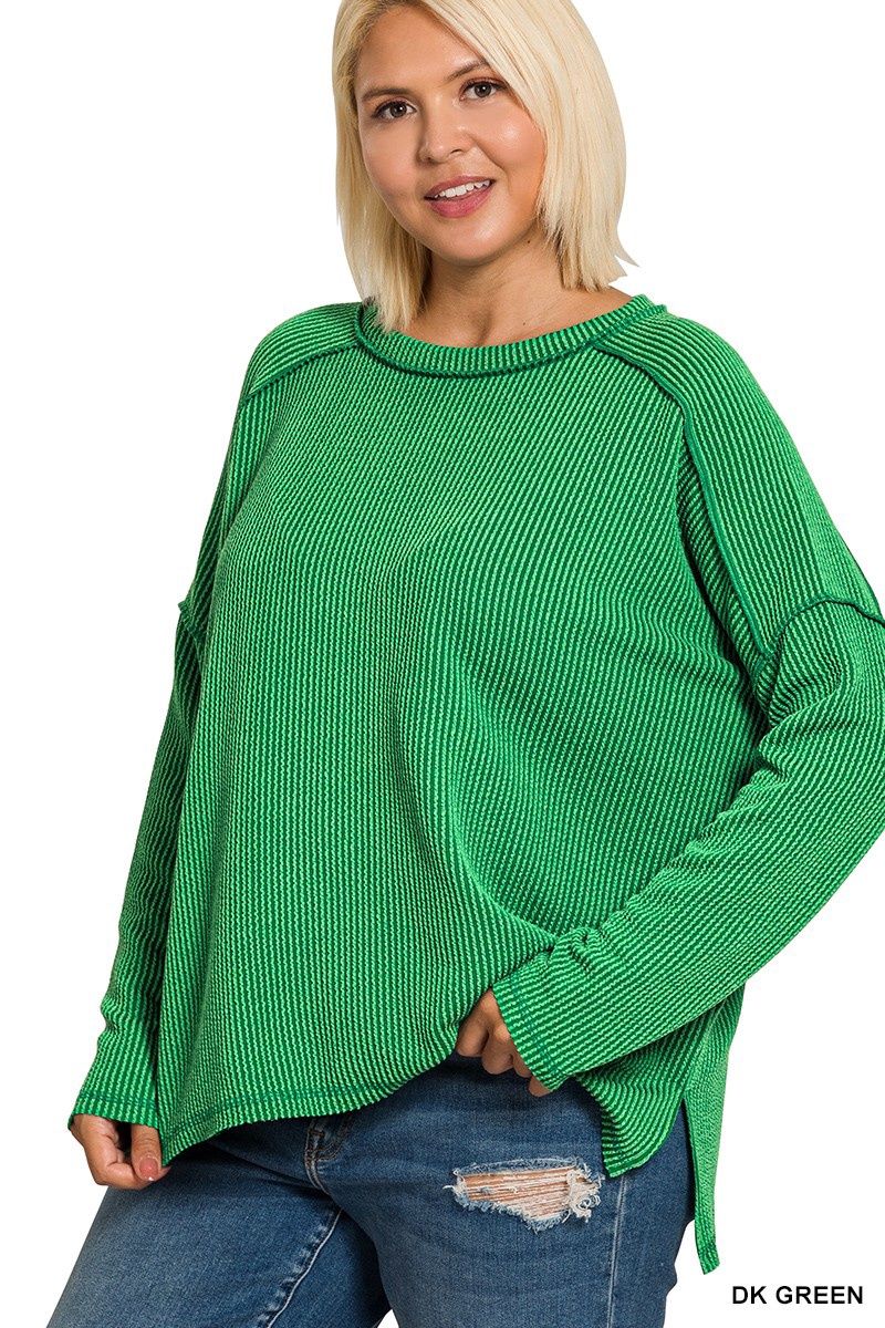 Plus Sized Ribbed edge boat Neck top