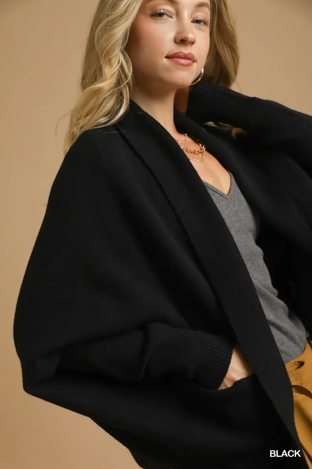 Open Front Sweater Cardigan Set