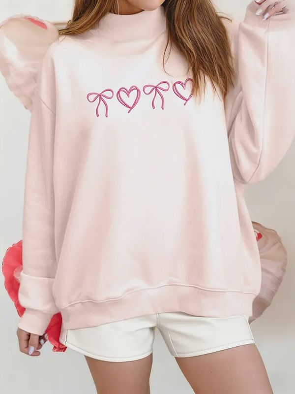 blessed Patched Mock Neck Sweatshirt