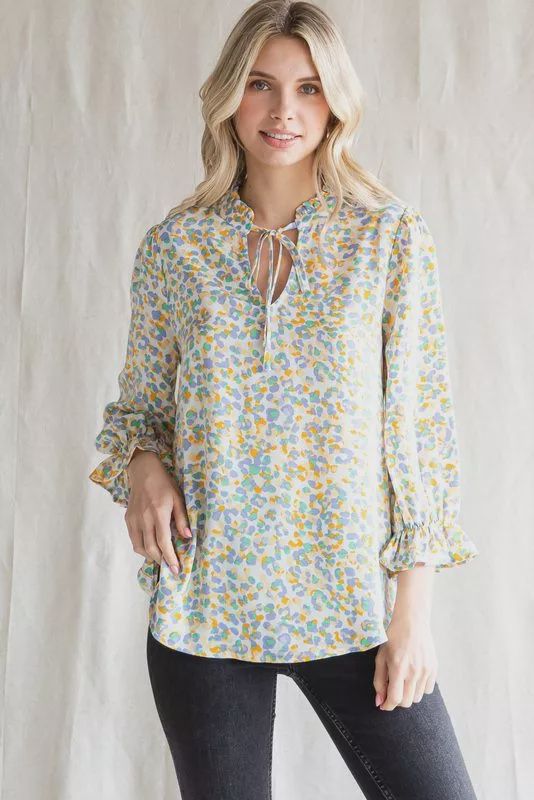 Frilled print colorful top
