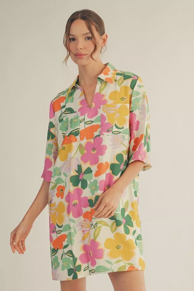 Floral Linen Shift Dress