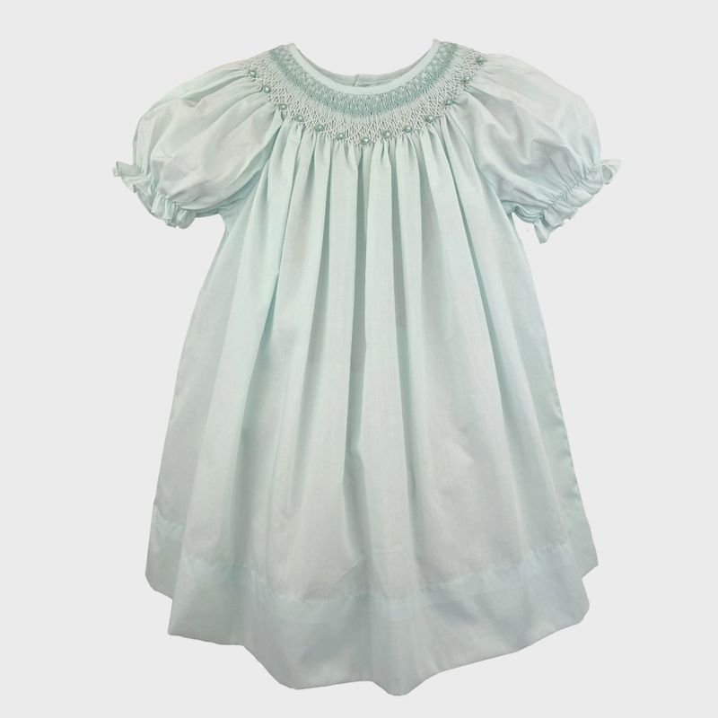 Bishop Smocked Heirloom Dress in mint