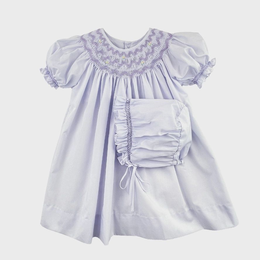 daygown with wave smocking in lavender