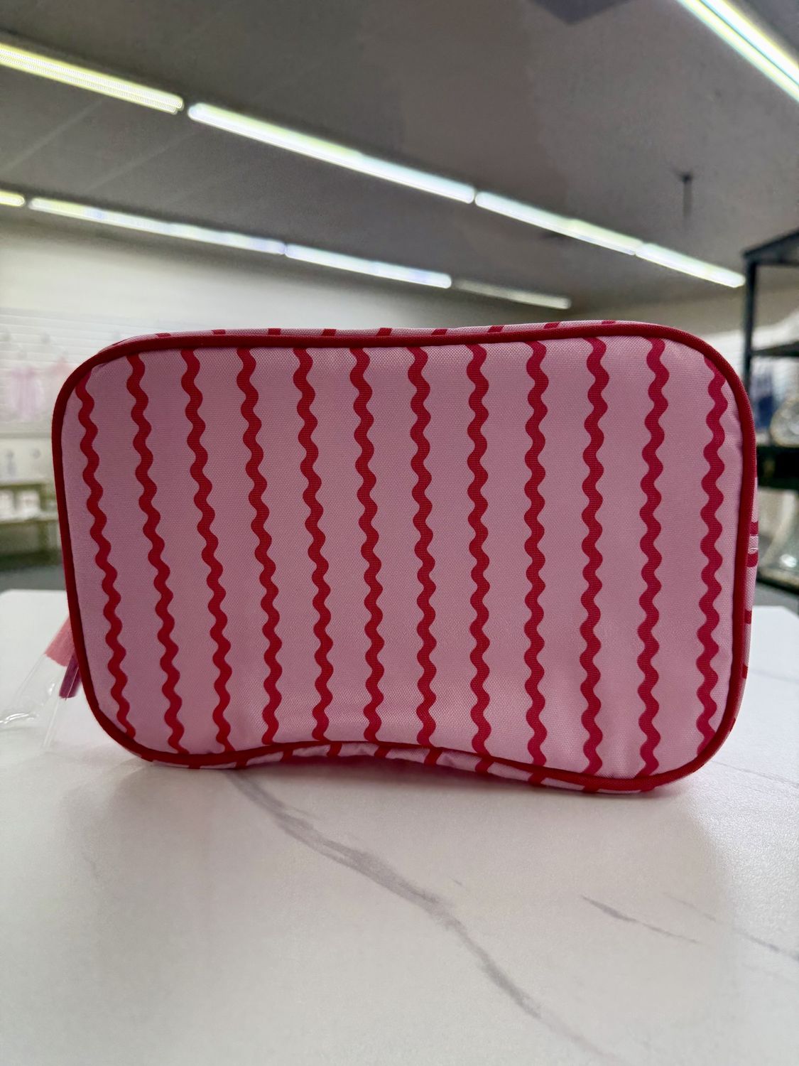 Wavy Stripes Toiletry Bag, COLOR: Pink &amp; Red