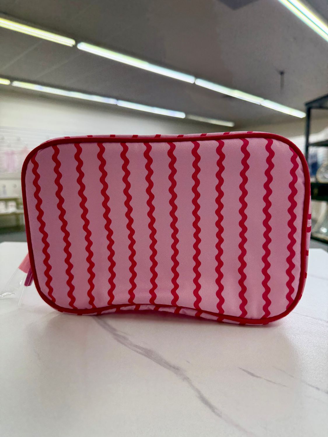 Wavy Stripes Toiletry Bag, COLOR: Pink &amp; Red