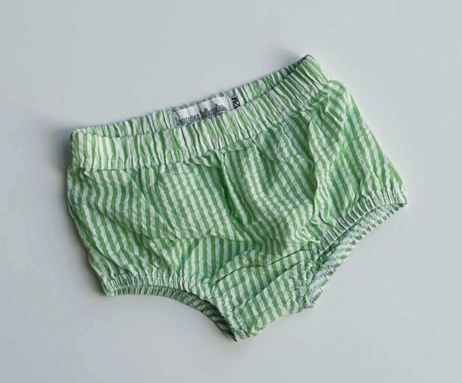 Green Striped Seersucker Bloomers, Size: 3 Months