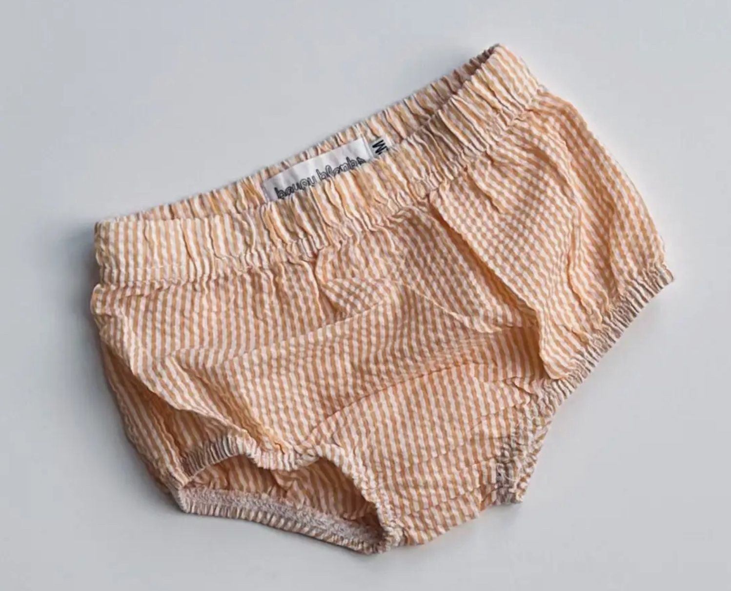 Orange Striped Seersucker Bloomers, Size: 9M
