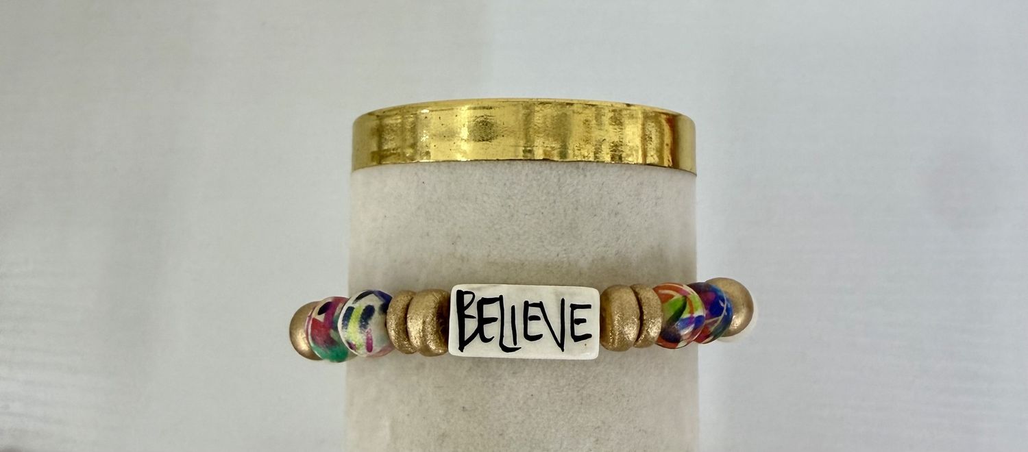 Inspirational Word Beaded Bracelets, COLOR: Believe