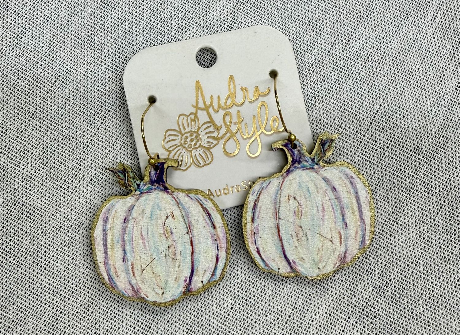 Fall Pumpkin Statement Earrings, COLOR: White