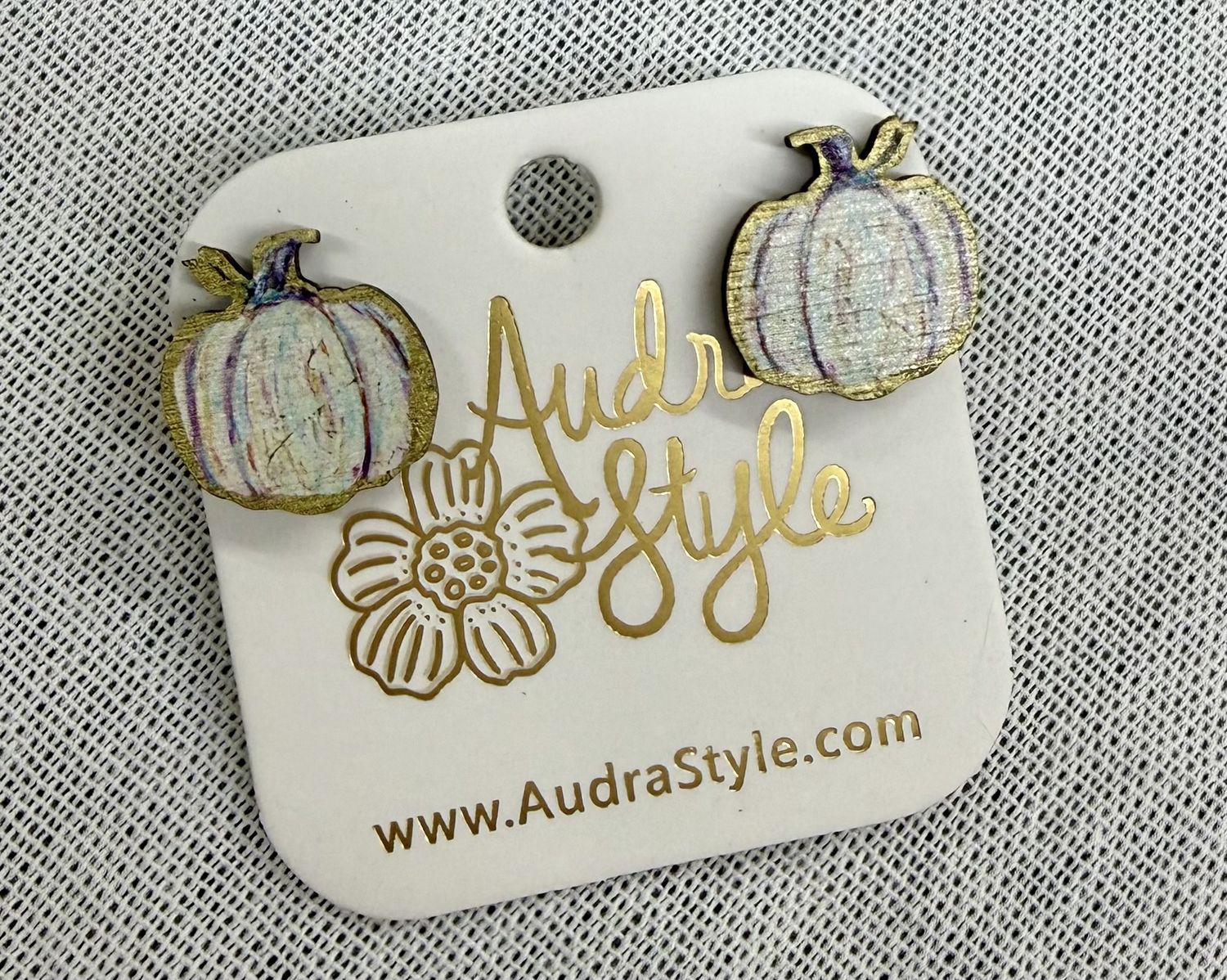 White Pumpkin Stud Earrings