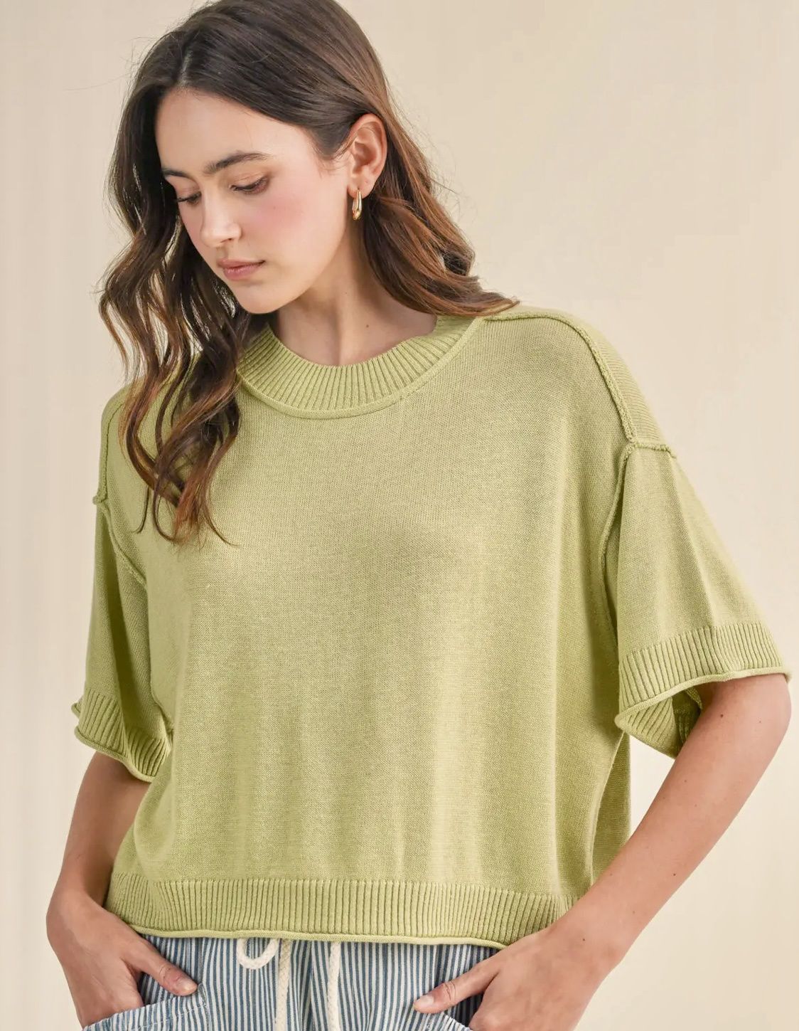 Sage Lightweight Mock Neck Top, Size: Small