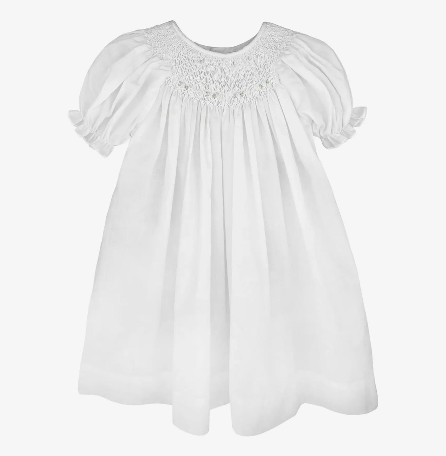 White Smocked Raglan Daygown, Size: Newborn