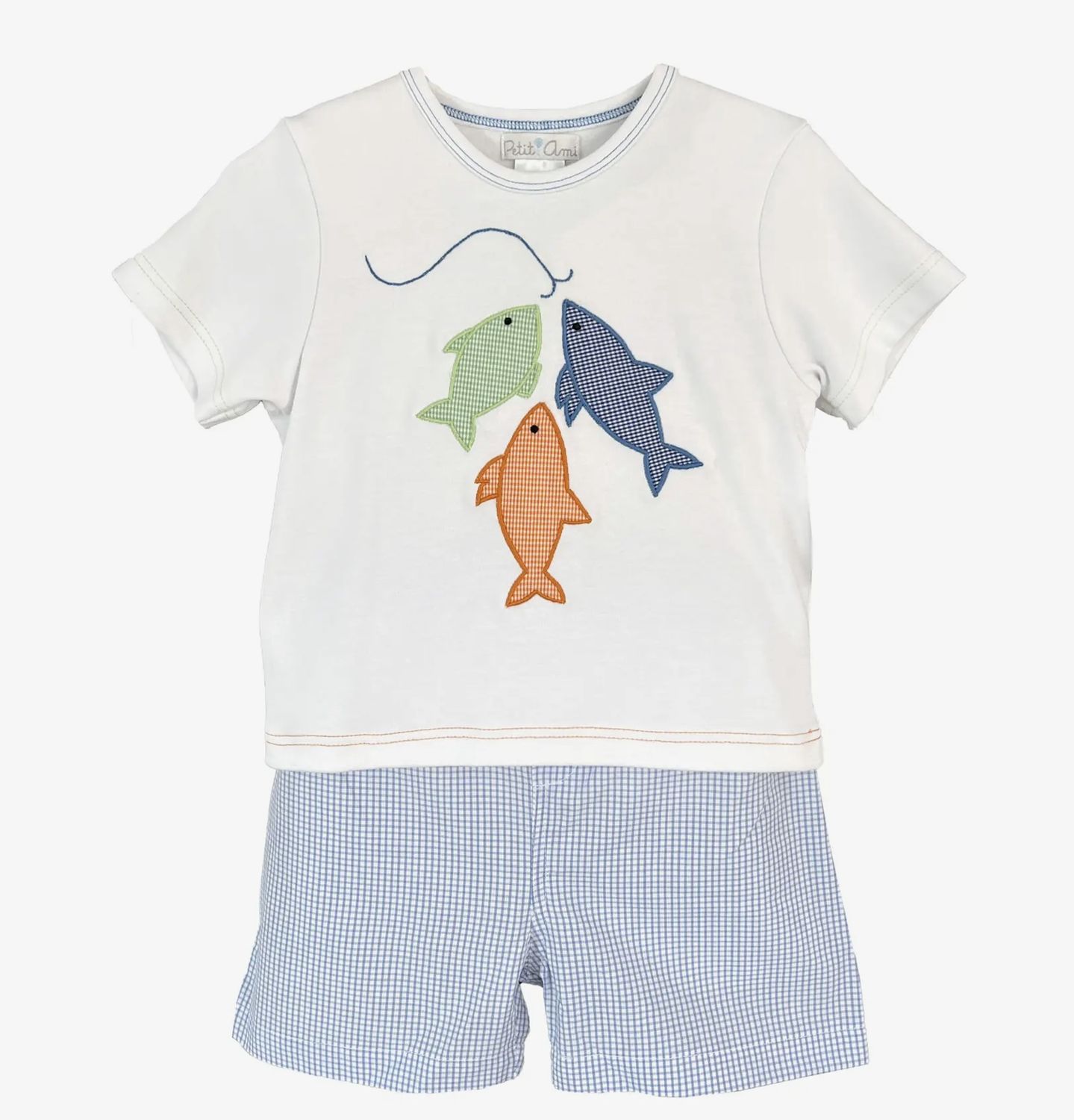 Gingham Fish Shirt &amp; Short Set, Size: 2T