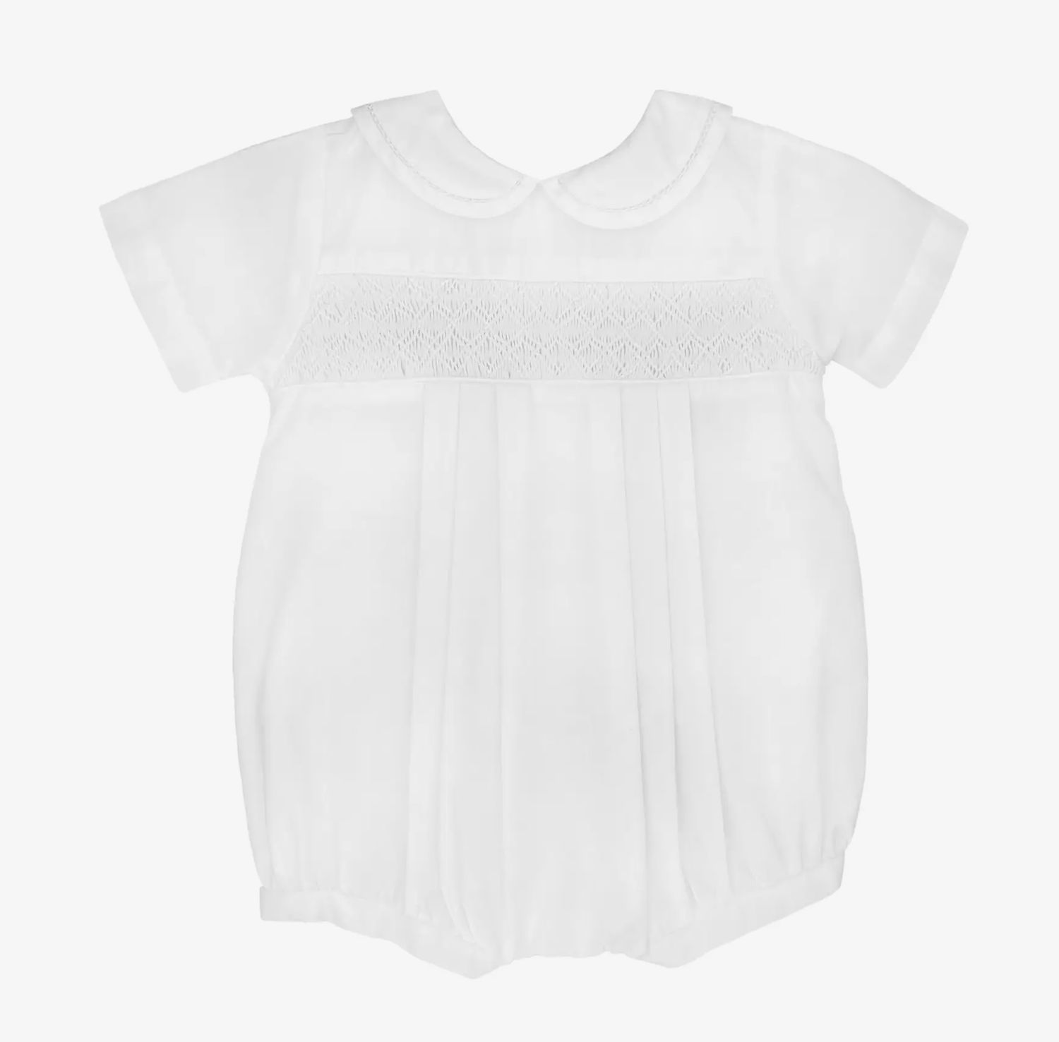 White Smocked Christening Bubble, Size: Newborn