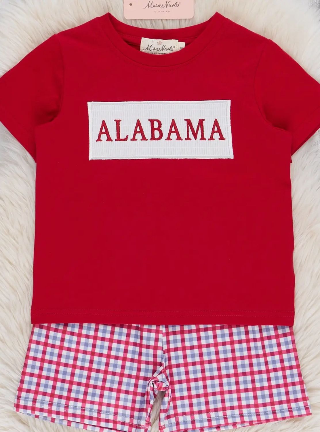 Alabama Smocked Gingham Shorts Set, Size: 2T