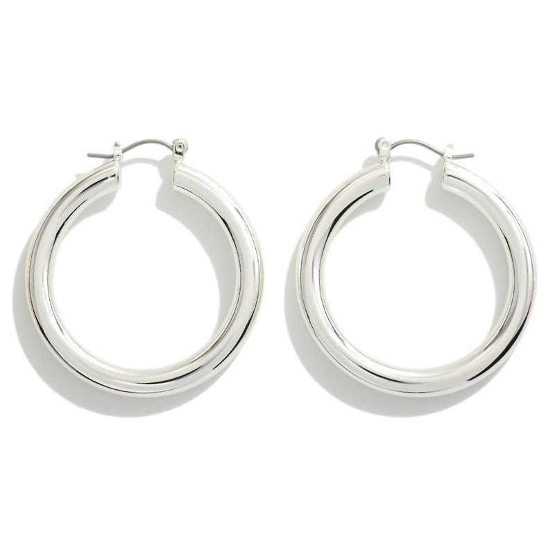 Thick Medium Silver Hoops