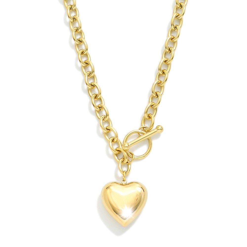 Chain Link Heart Necklace with Clasp