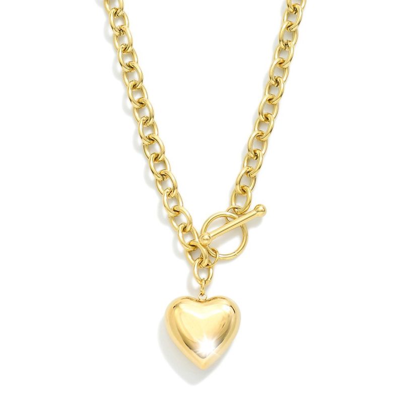 Chain Link Heart Necklace with Clasp