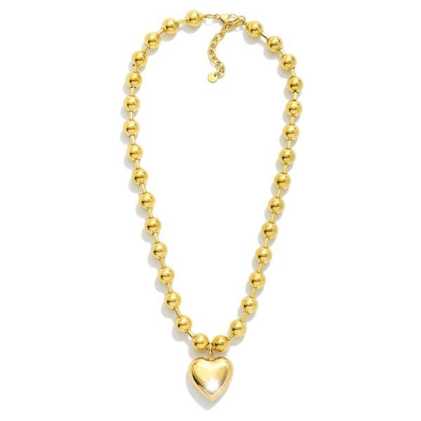 Chunky Gold Beaded Heart Necklace