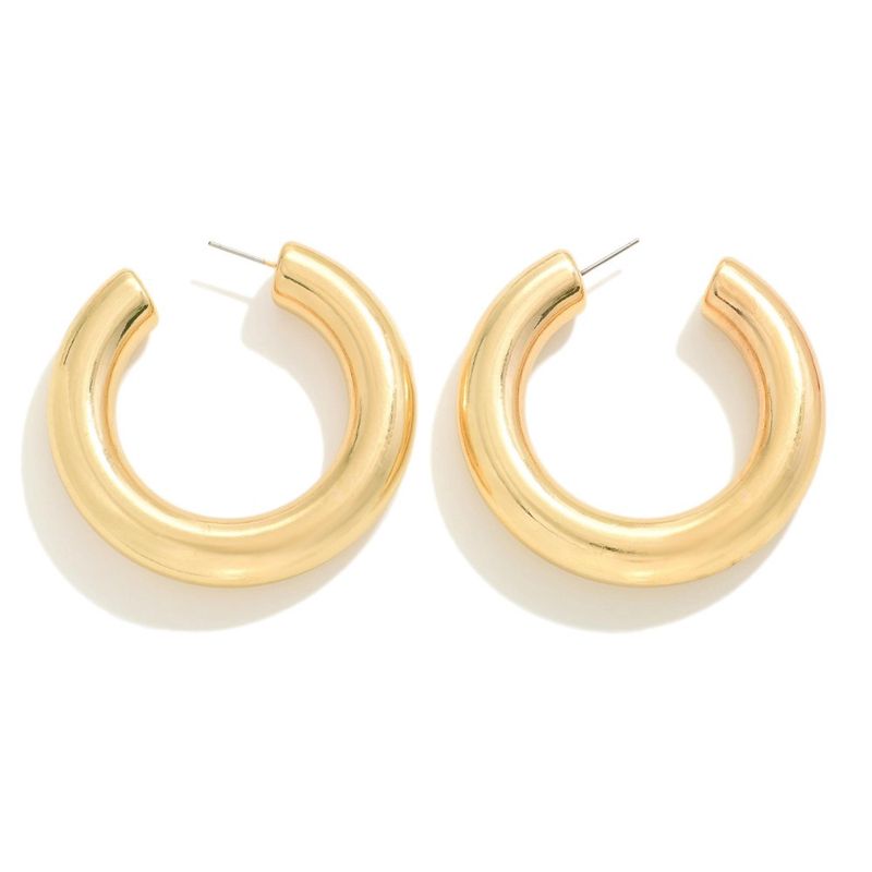 Statement Brushed Gold Hoops