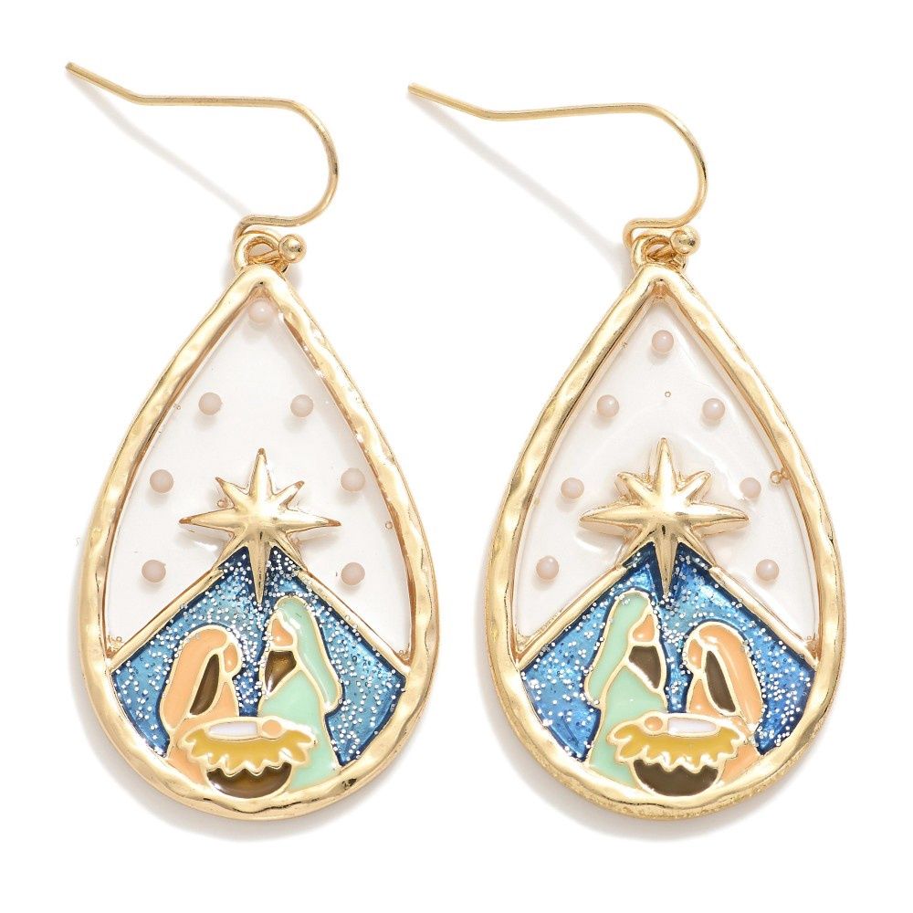 Stained Glass Nativity Earrings