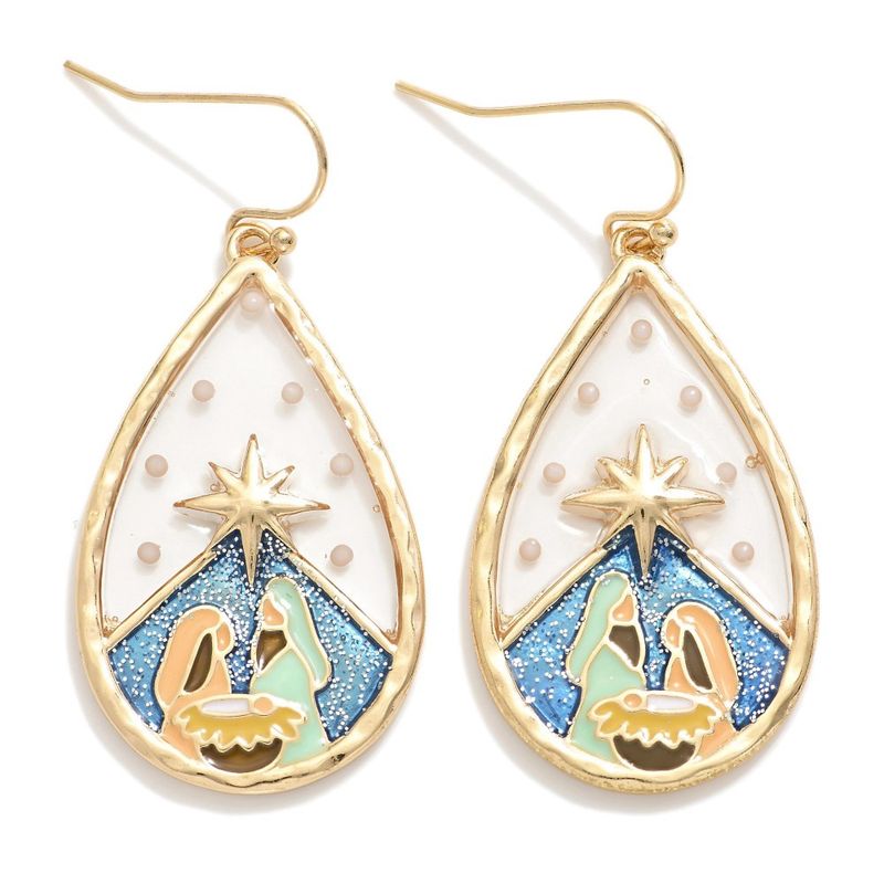 Stained Glass Nativity Earrings