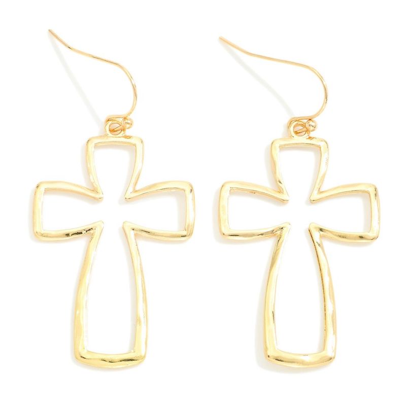 Hammered Cross Outline Earrings