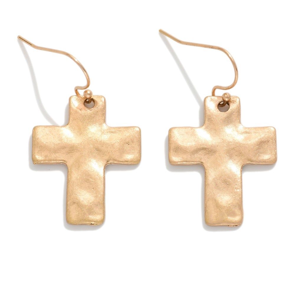 Hammered Cross Earrings