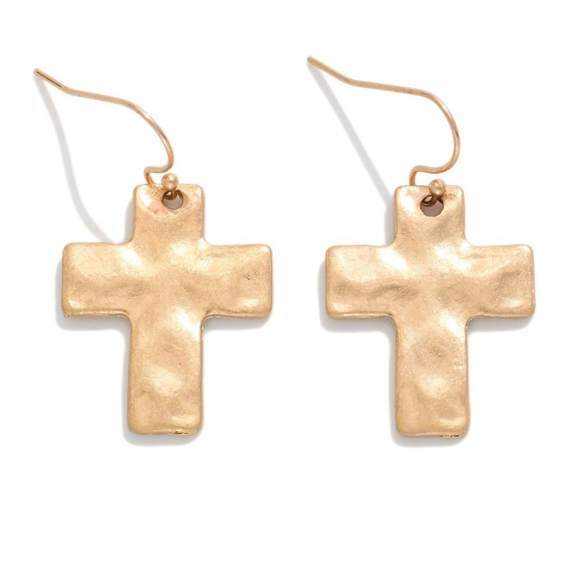 Hammered Cross Earrings