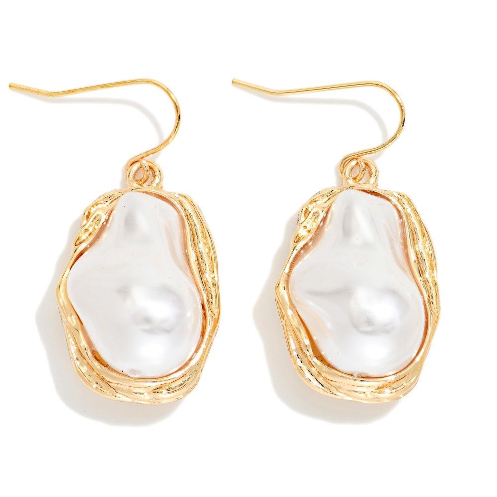 Gold Baroque Pearl Earrings