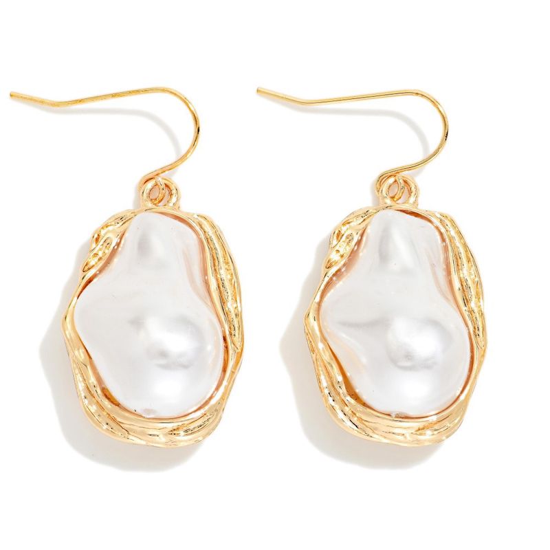 Gold Baroque Pearl Earrings