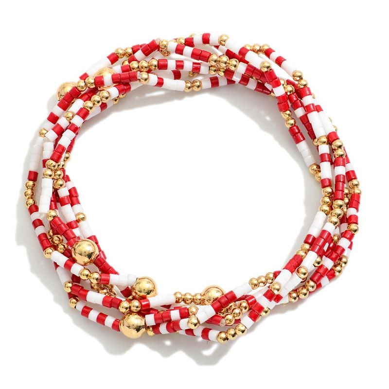 Crimson Beaded Bracelet Stack