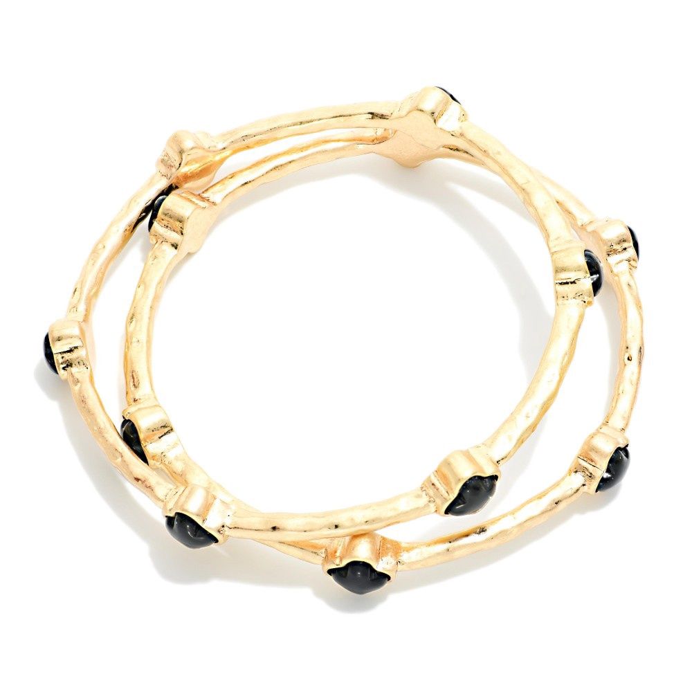 Hammered Black &amp; Gold Bangles