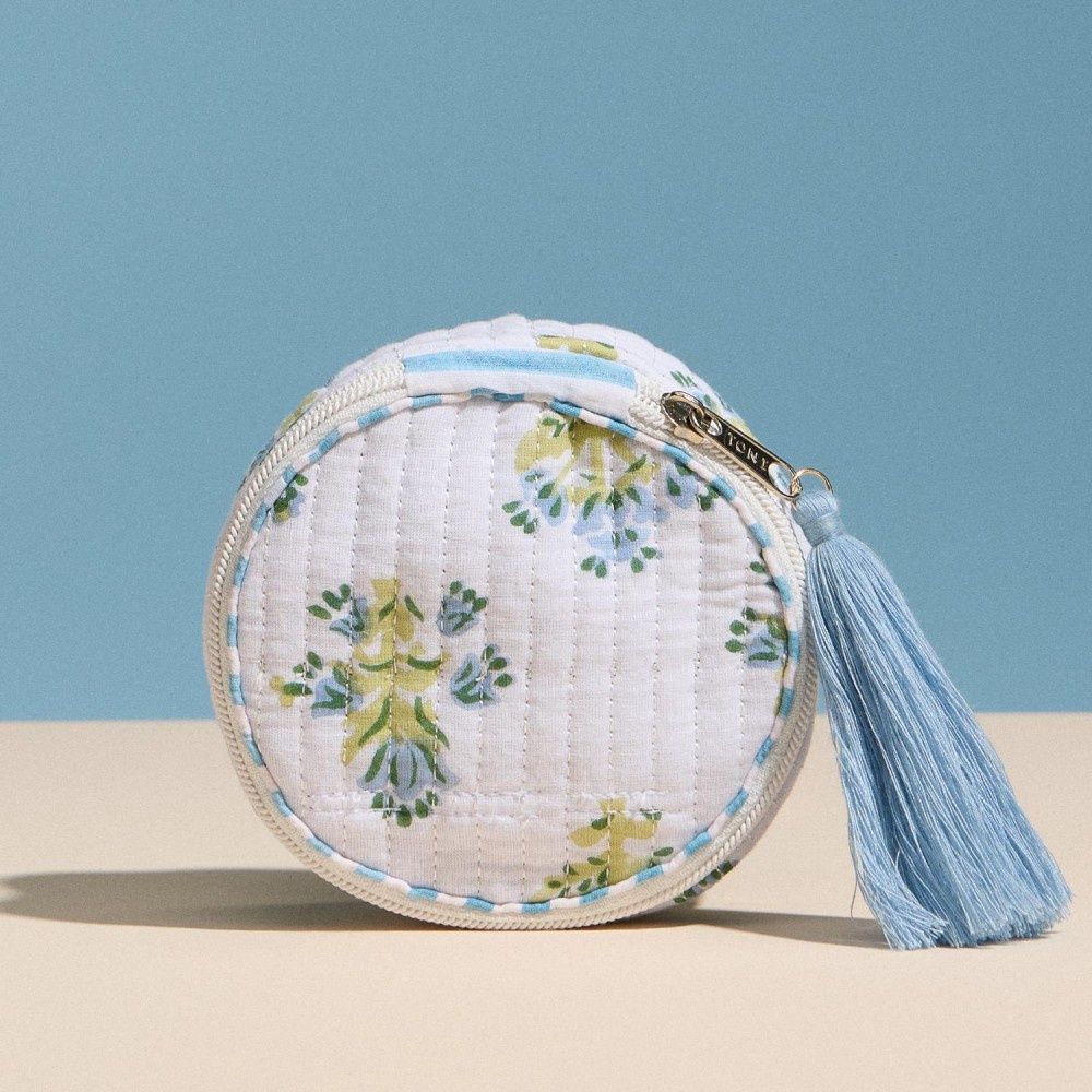 Blue &amp; Green Floral Jewelry Pouch