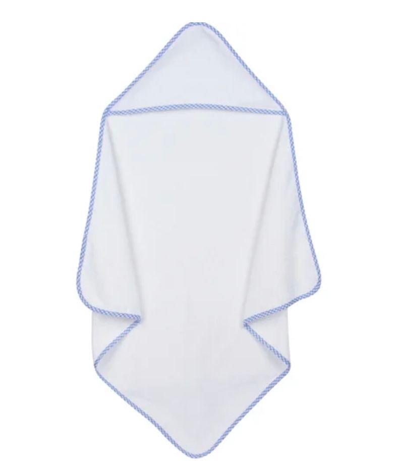 Gingham Hooded Towel, COLOR: Blue