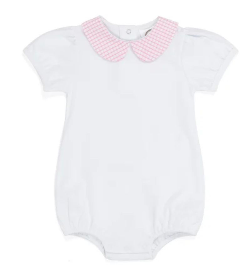 Pink Gingham Peter Pan Collar Bubble, Size: 12M