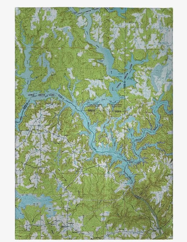Smith Lake Nautical Map Hand Towel