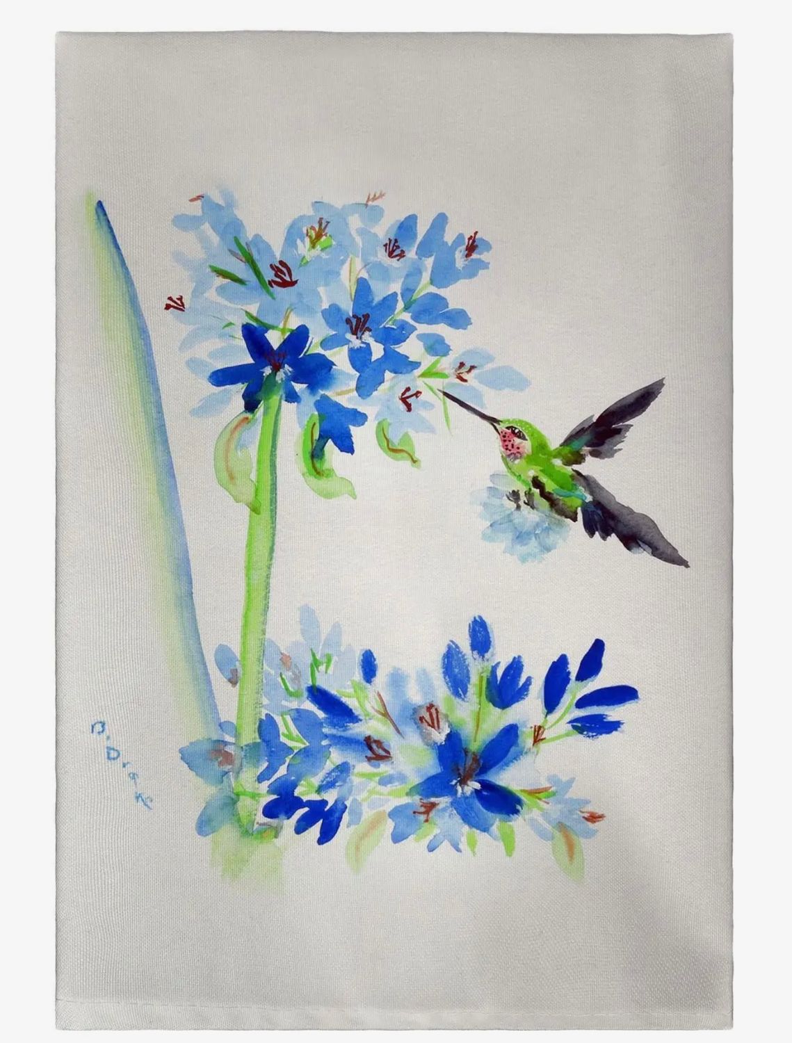 Hummingbird and Flowers Hand Towel
