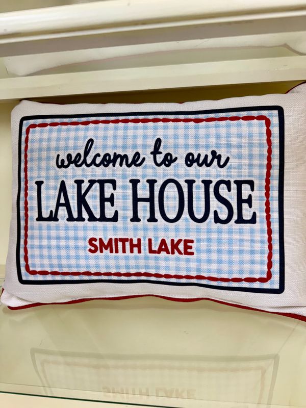 Welcome to Our Lake House Piped Pillow