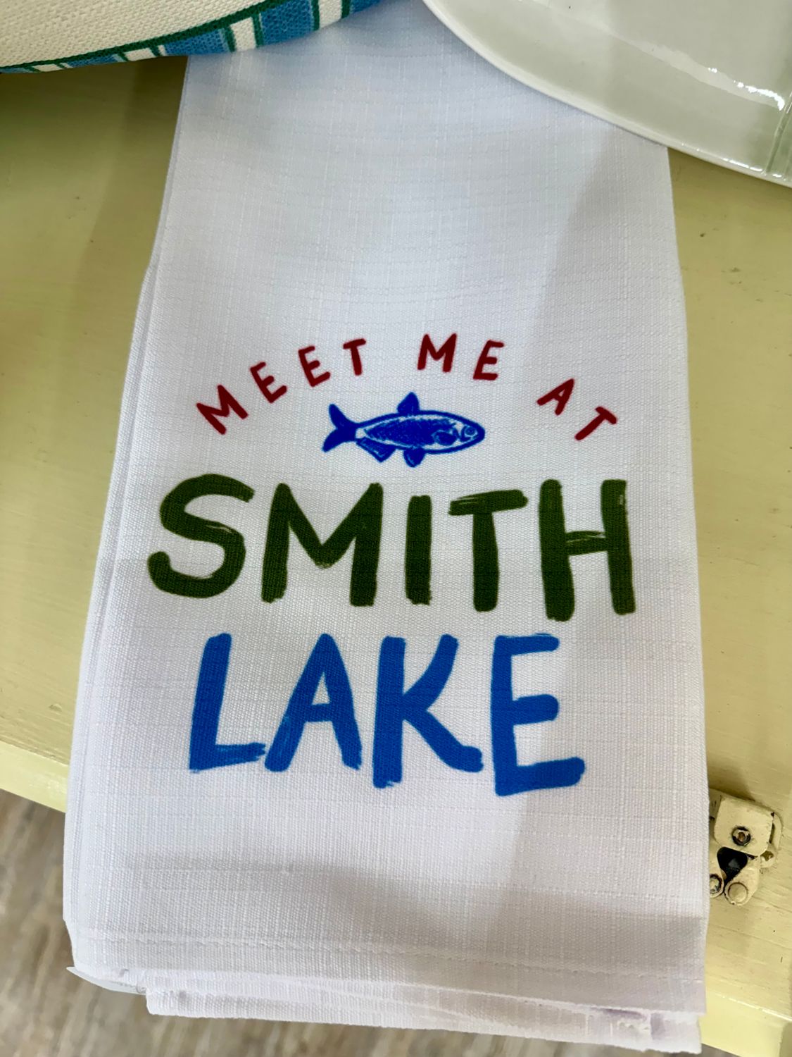 Meet Me at Smith Lake Tea Towel