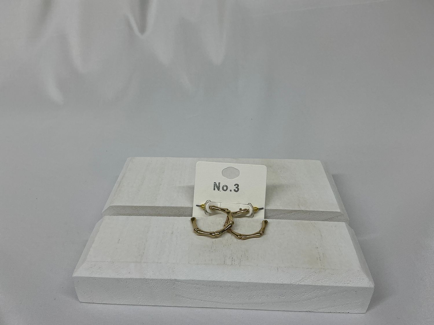 Bamboo Hoop Earrings, COLOR: Gold