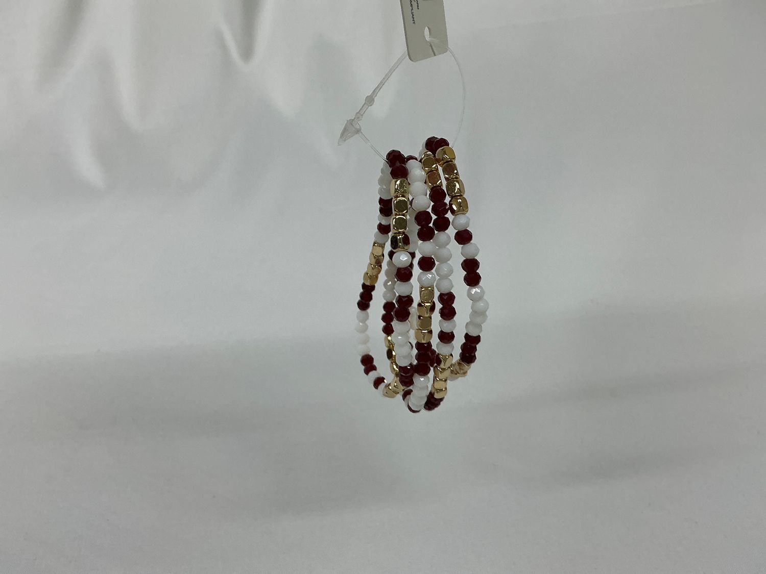 Crimson, White &amp; Gold Bracelet Stack