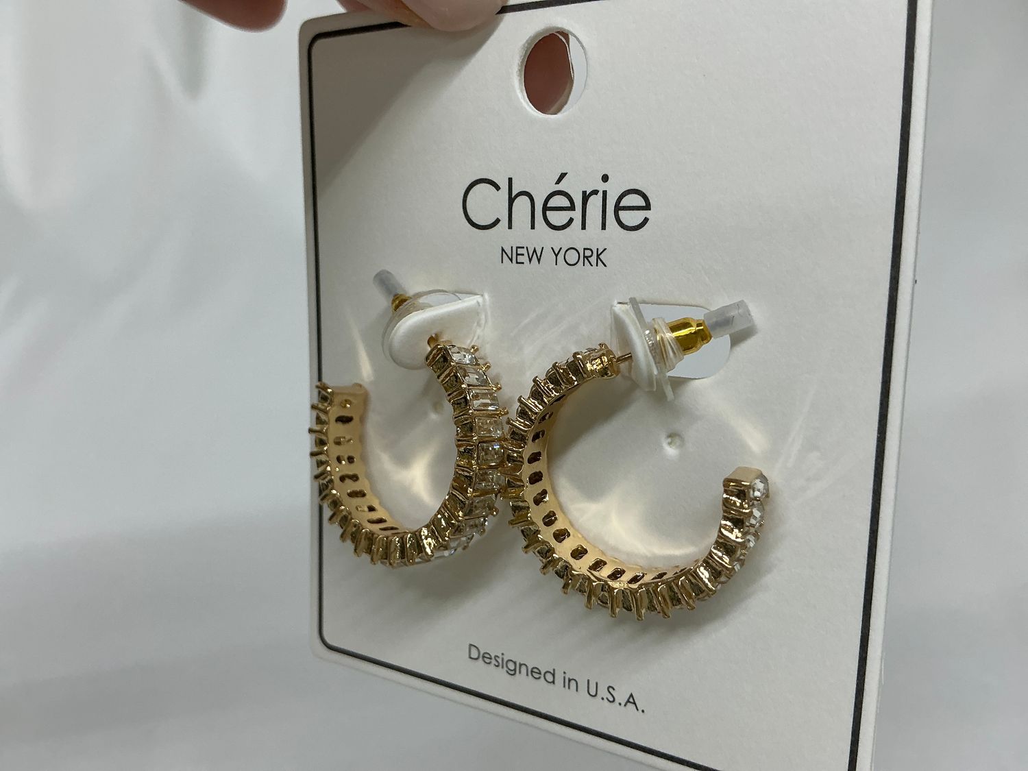Crystal Gold Hoop Earrings 1”