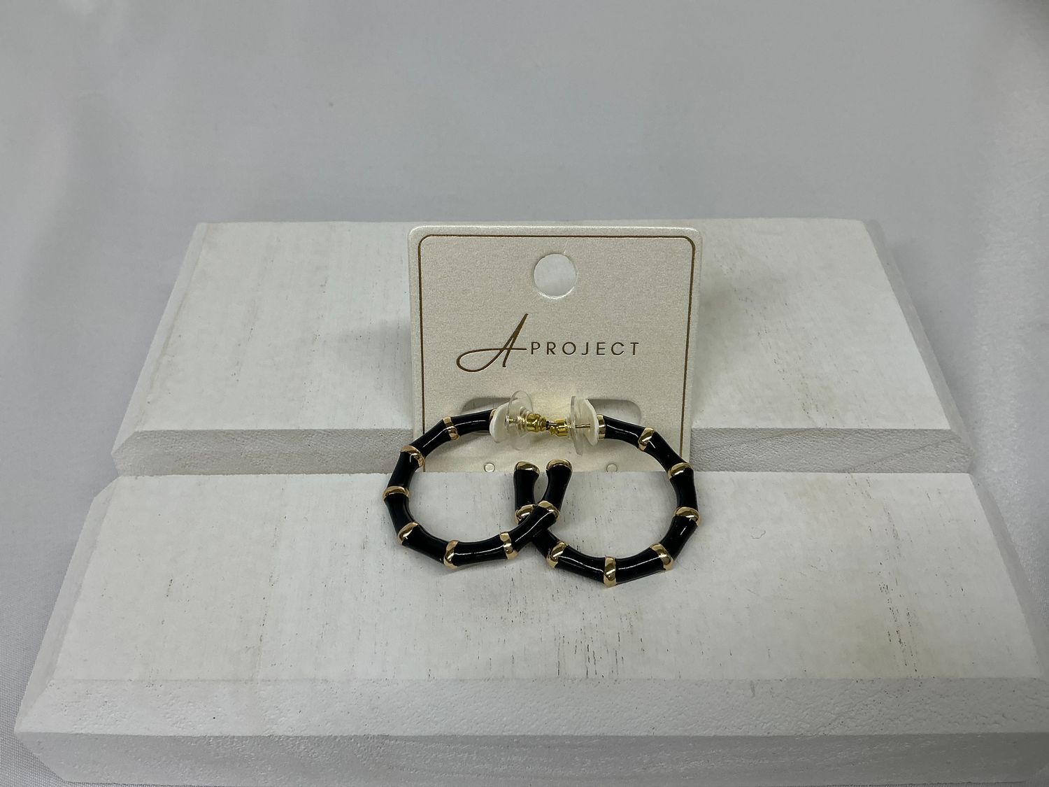 Black &amp; Gold Bamboo Hoops