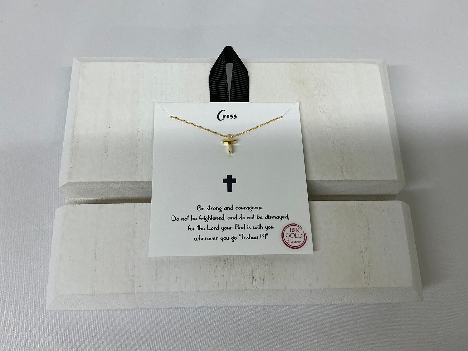 Gold Cross Bible Verse Card Necklace
