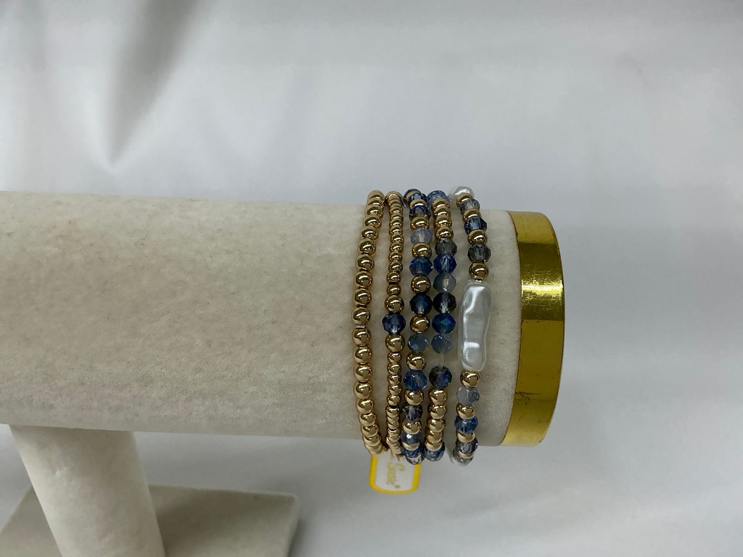 Blue Crystal &amp; Pearl Bracelet Stack