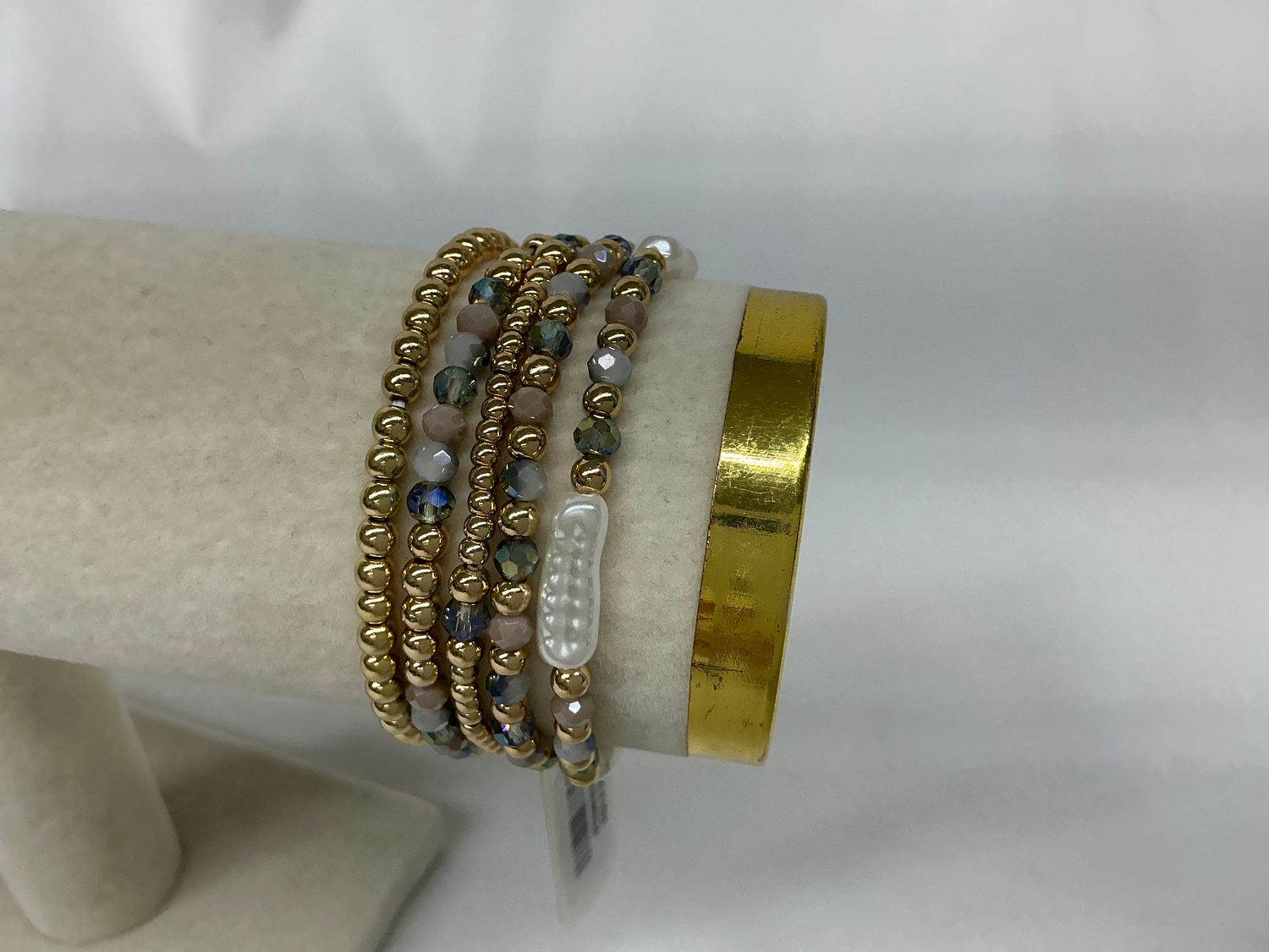 Multicolor Crystal &amp; Pearl Bracelet Stack