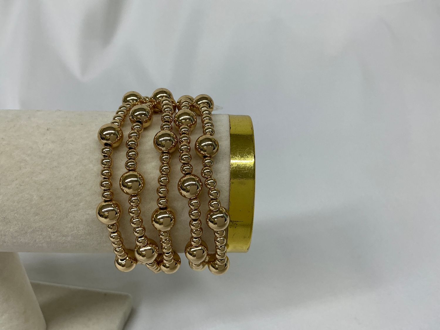 Gold Beaded Bracelet Stack of 5